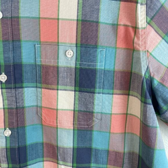 L.L. Bean Pastel Plaid Short Sleeve Shirt Size Large - Picture 4 of 9